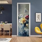 Türtapete Selbstklebend Blumen Einfärben Und Waschen Türposter 3D Bewirken Fototapete Türfolie Poster Tapete Abnehmbar Wandtapete für Wohnzimmer Küche Schlafzimmer 90X200C