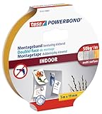 tesa Powerbond INDOOR - Doppelseitiges Montageband für den Innenbereich - beidseitig stark klebend, zur permanenten Befestigung - 5 m x 19