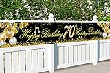 Bluelves 70 Geburtstag Banner, Geburtstag 70 Mann, 70. Geburtstag Dekoration Schwarz Gold, 70 Hintergrund Banner Geburtstag, Deko zum 70 Geburtstag, ​mit 4m Seil, für Geburtstag Party Dek