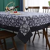 Inmerget Bestickte Tischdecke mit Blumenmuster rechteckig mit Pailletten für Zuhause Party Abendessen Dekoration Schwarz 130 x 180