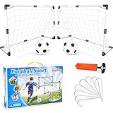 Dreamon 2er Set Kinder Fußballtore mit Fußball ,Tore und Pumpe Fussball Interaktiv Minitore Spielzeug Sportspaß für Garten I