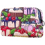 Geschäftsreisen Makeup Tasche Waschtasche Kosmetikbeutelreisen Schminktasche Reißverschluss Praktischer Make-Up Beutel Nettes Karikatur-Buntes Kuchen-Muster 18.5x7.5x13