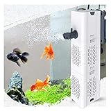 Ultra leise Aquarienfilter 4in1 Multifunktionaler Aquarium Innenfilter, 500L/H Aquarien Filter mit 2 Filterschwämmen Wasserpumpe Sauerstoff Belüftung Wave Maker für 20L-200L Aquarium (6W 500L/H)