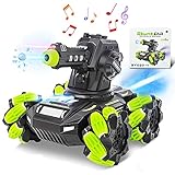 Rc Panzer Ferngesteuertes Auto Mecha 360°drehbar schießen Wasserbomben RC Car mit Musik und LED Leucht 3 Packungen Wasserbomben für Kinder ab 8 Jahre (Orange) (Grün)