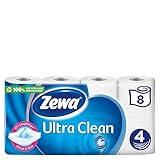 Zewa Ultra Clean Toilettenpapier, 8 Rollen mit je 135 Blatt, 4-lagiges Klopap