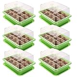 Schramm® 6 Stück Anzucht Set Gewächshaus Anzucht Schale Töpfe Zimmergewächshaus 20,5 x 15,5 x 11 cm für 72 Anzuchttöpfe Anzuchtset Mini-Gew