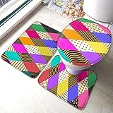 RedBeans Anti-Rutsch-Badvorleger, 3-teiliges Set, Flanell, Zebramuster, Bleistiftzeichnung überlagert mit Wasserfarbe, rutschfeste Duschmatte und WC-Decken-Vorleg