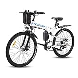 VARUN Faltbares E-Bike 26 Zoll Elektrofahrrad Mountainbike Klappbar Pedelec für Damen und Herren mit 250W Motor 36V 8 Ah Lithium-Ionen-Batterie Shimano  21-Gänge (Weiß)