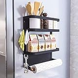 Kühlschrank Regal Hängeregal für Kühlschrank Magnet Gewürzregal mit Ablage Küchenregal Küchen Organizer Aufbewahrung Schw