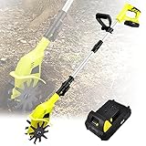 YHWD Schnurlose Bodenbearbeitungsmaschine, Mini Gartenfräsengrubber, Einstellbare Elektrische Bodenfräse, Kulturlandtiefe 9,8 Zoll, Kulturlandbreite 3,9 Zoll für Bodenbearbeitung Im Hausg