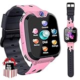 PTHTECHUS Kinder Smartwatch Telefon - Smartwatch Kinder Uhr Telefon Anruf Mit SOS Schrittzähler Videorecorder Taschenlampe MP3-Musik 7 Spiele Wecker, Geschenke für Mädchen von 6-10 Jahren (H9-PINK)