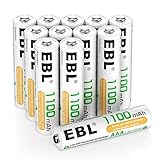 EBL AAA Akku 1100mAh 12 Stück - wiederaufladbare Micro AAA Batterien, geringe Selbstentladung, 1,2V AAA B