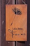 Edelrost Tafel Pusteblume mit Spruch 37 x 22 cm -Lebe Deine Träume- G