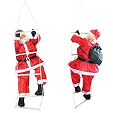 [en.casa] Weihnachtsmann auf Leiter 180cm 120cm Weihnachts Deko Weihnachten Figur Nik