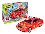 Revell Junior Kit Feuerwehr Auto Modellbausatz für Kinder zum Schrauben, robust zum Basteln und Spielen, ab 4+, kindgerecht, müheloses Verbinden weniger Teile, mit Aufklebern - FIRE CHIEF CAR 00810