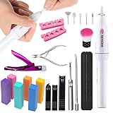 Elektrische Nagelfräser,Dmorei 19 In 1 Professionell Nagelfeilen und puffer Professionelles Maniküre-Werkzeugset zum Schleifen Polieren von Nägeln,Nagelknipser Set Nagelzange,Tip cutter für gelnäg