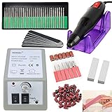Riossad Elektrisch Nagelfräser，Profi Elektrische Nagelfeile Maniküre Pediküre Fräser Set für DIY Nagelstudio Nail Art Acrylnägel Gelnägel Kallus Entfernen (Grau)