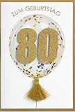 Perleberg Geburtstagskarte zum 80. Geburtstag Lifestyle - Zahlenkarte Ballon - 11,6 x 16,6 cm, 7528080-2