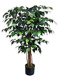 Ficus Benjamini 90cm grün DA künstlicher Baum Pflanze Kunstbaum Dekobaum Kunstpflanzen Zimmerpflanze Birkenfeig