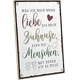 ARTFAVES® Holzschild mit Spruch - Liebe - Zuhause - Menschen | Vintage Deko Schild zum Thema Familie | Shabby Chic Holzbild auch als Geschenk