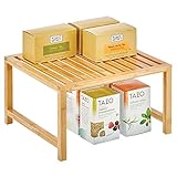 mDesign Küchen-Organizer – praktischer Schrankeinsatz aus umweltfreundlichem Bambus – nachhaltiger Ordnungshelfer für Küchenschränke, Arbeitsplatten etc. – naturfarb