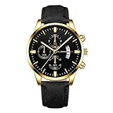 OLUYNG Armbanduhr für Herren, modisch, sportlich, Edelstahlgehäuse, Leder, automatisches Datum, Kalender, Quarz, analog, Armbanduhr für Herren, Reloj Hombre, G