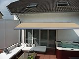 Prime Tech Elektrische Kassettenmarkise 400 x 300 cm grau, Tuch beige-b