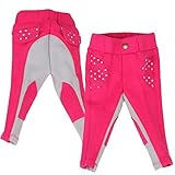 QHP Baby Reithose Junior Mickey Jodhpur - Hosenbein Kniebesatz (Fuchsia, 92)
