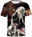 Silver Basic Herren Neuheit 3D Druck Tokyo Ghoul Sport T-Shirts Rundhalsausschnitt Top Braun-1 M-3