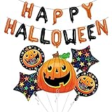 MEZHEN Halloween Luftballons Kürbis Folienluftballon Happy Halloween Banner Stern Halloween Deko Ballons Kürbis Deko Party Dek