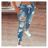 Jeans Frauen Hohe Taille Stretch Ripping Jeans Mode Denim Ganzkörperansicht Hosen Skinny Jeans (Color : Blue, Größe : XXL)