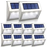 Solarlampen für außen Onshida, Solarleuchte Garten Wandleuchten mit Lichtsensor, wasserdichte Dachrinnen Solarleuchten Aussenleuchten Wegeleuchte für Treppe, Zaun, Balkon, T