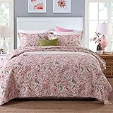 WABMJGW Gesteppte Tagesdecke Baumwolle 230x250 cm,3-teilige Gesteppte Bettwäsche-Sets mit 1 gesteppten Bettüberwürfen und 2 Kissenbezügen,Tröster atmungsaktive Bedruckte Steppdecken,V-230x250