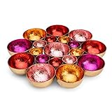 ZEYA Teelichthalter rot rosa orange pinkfarben Ø 21 cm | Deko Wohnzimmer | perfekte Tisch Dekoration für Weihnachten | M
