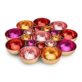 ZEYA Teelichthalter rot rosa orange pinkfarben Ø 21 cm | Deko Wohnzimmer | perfekte Tisch Dekoration für Weihnachten | M