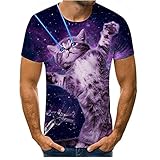 T-Shirt Herren 3D Druck Kreatives Süßes Katzenmuster Rundhalsausschnitt Kurzarm Urlaub Freizeit Locker Und Bequem Sommer Herren Streetwear T24416 M