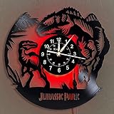 Vinylwanduhr, LED, Quarz, Heimdekoration, einzigartiges Kindergeschenk, 7 helle Farben-Jurassic Park-EIS