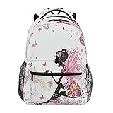 Schultasche mit Blumenmotiv, Schmetterlinge und Blumenmuster, Laptop-Rucksäcke, Reisen für Damen, Mädchen, Herren, Jungen, S