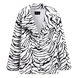 TDEOK Damen Sexy Schneewittchen Leopardenmuster Kunstjacke Mittellanger Anzug Mittellanger Anzug Sexy Kunstpelzjacke W