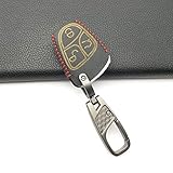 FLMQA Leder-Fernschlüssel-Schutzhülle kompatibel mit Mercedes-Benz CBE-Klasse CLS CLK SLK CL / w203 w211 w204, 3-Tasten-Schutzhülle,Schwarz und Schlüsselanhäng
