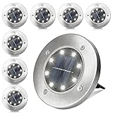 SONUG 8 Stück Solar Bodenleuchte, 8 LEDs Solar Gartenleuchten Aussen IP65 Wasserdichte, Solarleuchten für Rasen Pathway Garden Patio Lawn (Kaltweiß)