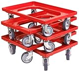 5 Stück Transportroller für Kisten 60 x 40 cm mit 4 Lenk