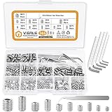 VIGRUE 365Stück Madenschraube M3 M4 M5 M6 M8 Gewindestifte Schrauben A2-70 Edelstahl Sechskantkopf Schraube Sortiment Hex Grub Kopf Maschinenschraube Schrauben S