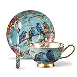 Panbado Fine Bone China Porzellan Kaffee Set, mit 200 ml Kaffeetasse, Untertasse und Kaffeelö