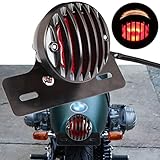 JMTBNO Motorrad Rücklicht Bremslicht Kennzeichenbeleuchtung Runden Halogen Rotlicht mit Halterung Universal 12V Kompatibel mit Harley Bobber Chopper Cruiser Cafe Racer Roller S