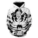 Hoodie Herren Damen One Piece Ruffy Anime Pullover Pullover Unisex Sweatshirt 3D Lose Tops Schwarzweiß XXS