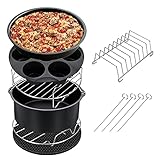 QinWenYan Zubehör für Heißluftfritteusen 7 STÜCKE Air Fryer Zubehör Set Chips Backen Korb Pizza Pan Home Küchenwerkzeug für Küche (Farbe : Black, Size : 7 PCS)