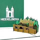Pop Up Karte „Heidelberg – Alte Brücke & Heidelberger Schloss“ - 3D Grußkarte als Souvenir, Geschenk, Geburtstagskarte & Einladung zur S