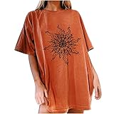 Caixunkun Lässige Kurzarm-Oberteile mit einfarbigem Print für Damen Sweatshirts & Kapuzenpullover für Damen damenblusen Kurzarm Sommer Trachtenhemd H