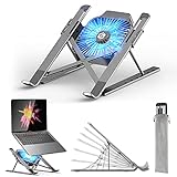 Laptop Ständer, Laptop Stand mit Abnehmbarem USB-Lüfter, Verstellbarer Aluminium-Laptophalter, Faltbarer Rutschfester Notebook Ständer Kompatibel mit MacBook Pro Air, Lenovo, Dell, 10-17' Laptop